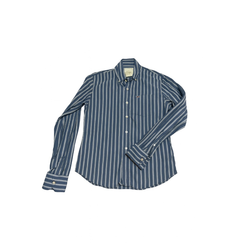 Men's Hollister Blue White Striped Casual Button Down Shirt M
124